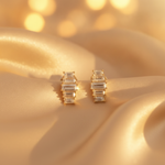 Load image into Gallery viewer, EFH54505. 14K Solid Gold Diamond Baguette Fancy Stud Earrings