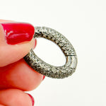 Load image into Gallery viewer, Diamond Sterling Silver Oval Hinge Clasp