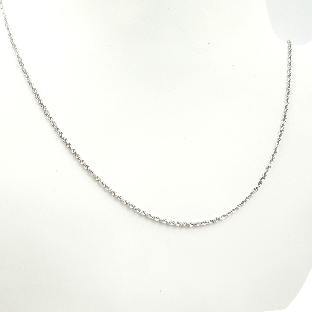 14K Solid White Gold Rope Chain