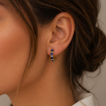 Load image into Gallery viewer, EHC57440. 14K Solid Gold Diamonds and Gemstone Hoops