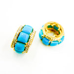 Load image into Gallery viewer, CMG00241TQ. 14K Solid Gold Diamond and Turquoise Slider Charm