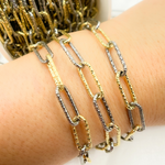 Load image into Gallery viewer, Black Rhodium & Gold Plated Sterling Silver Diamond Cut Paperclip Chains