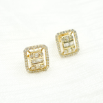 Load image into Gallery viewer, OJ6527. 14K Solid Gold Diamond Rectangle Earrings