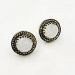 Load image into Gallery viewer, DE043. Diamond Silver Gemstone Round Studs