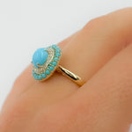 Load image into Gallery viewer, Shop 14K Solid Gold Antique Turquoise and Diamond Ring