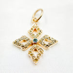 Load image into Gallery viewer, DC945. Diamond & Sterling Silver Flower Pendant with Gemstone