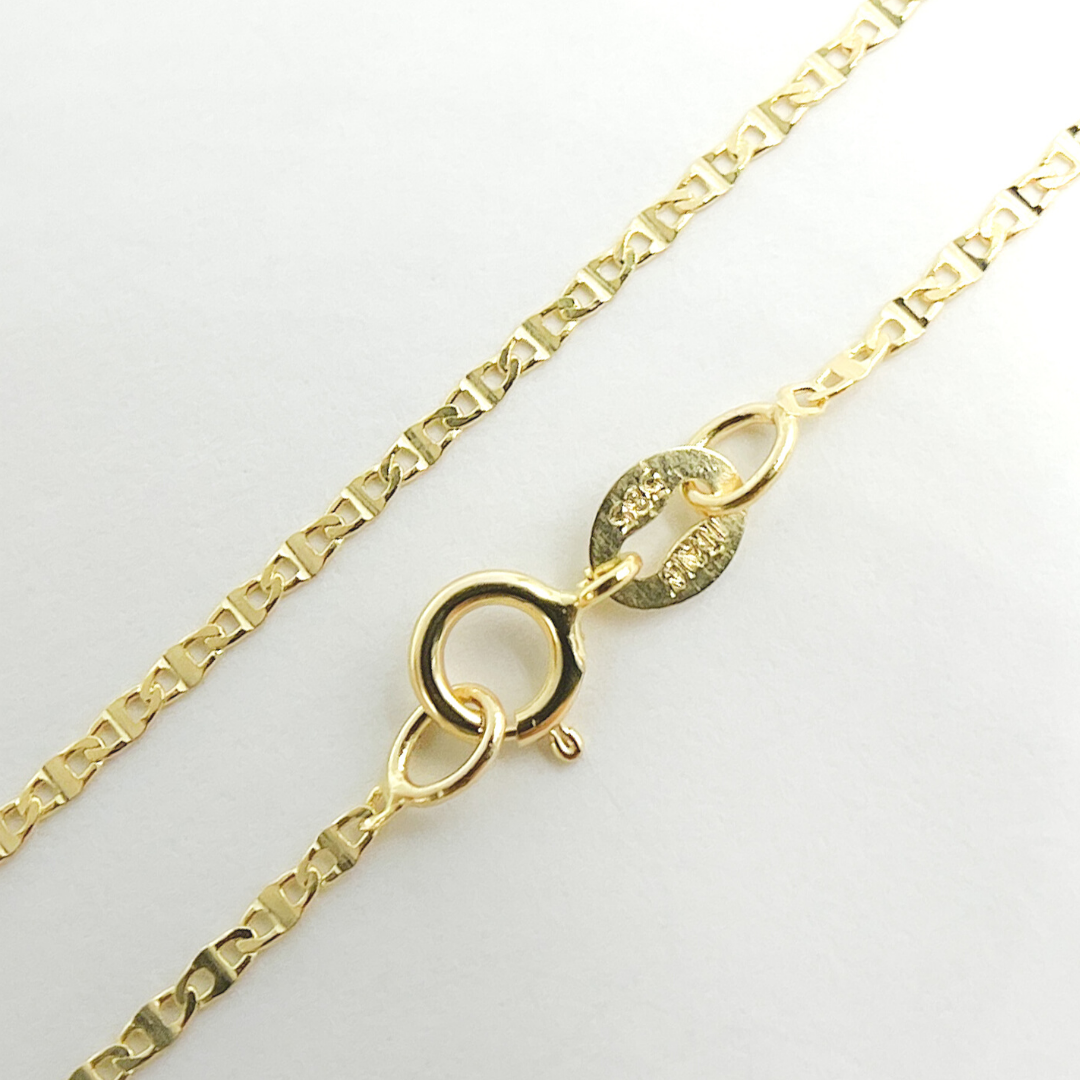 14K Solid Gold Flat Marina Link Chain
