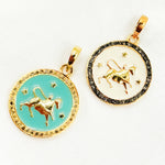 Load image into Gallery viewer, Diamond Sterling Silver Round Taurus Zodiac Enamel Pendant