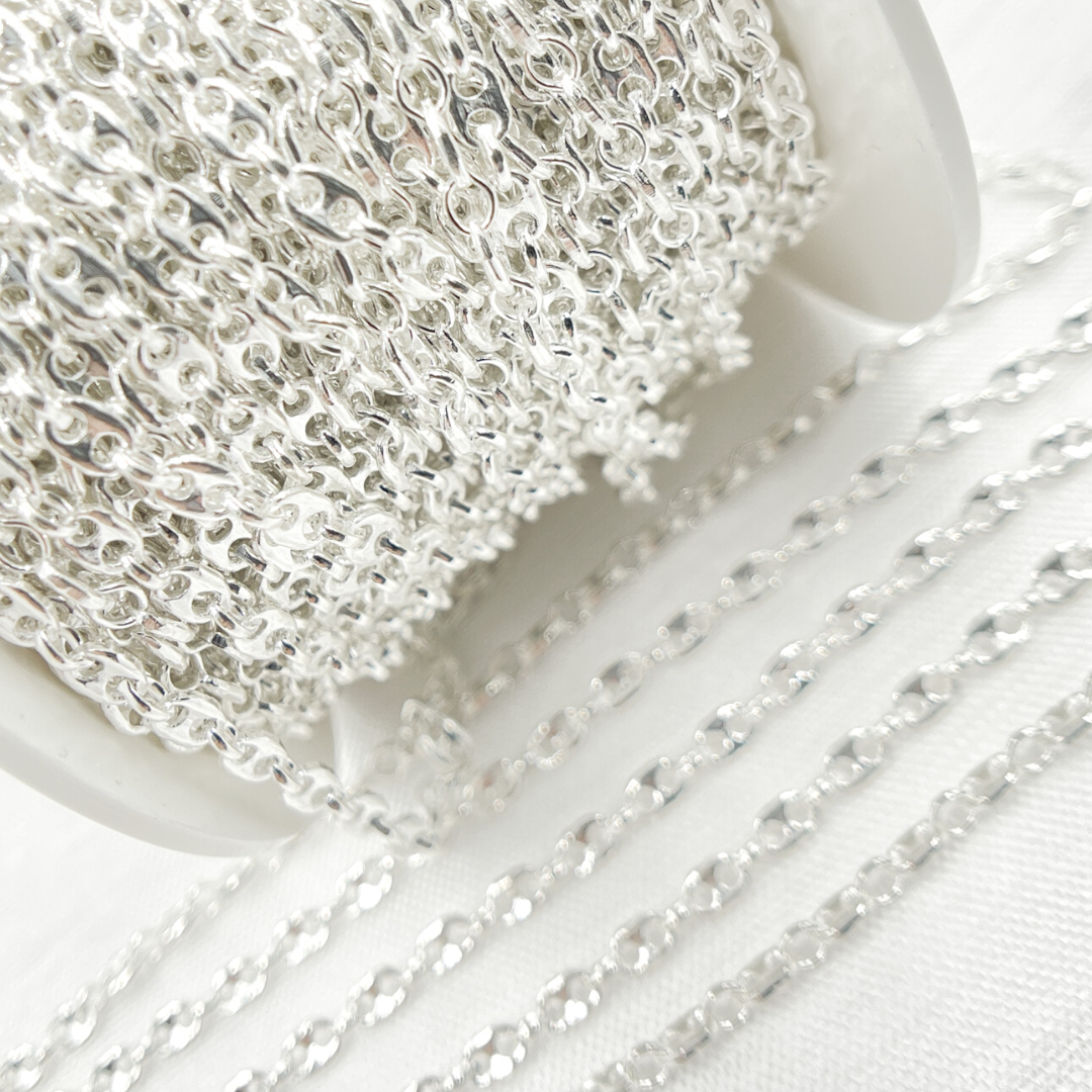 V174SS. Sterling Silver Marina and Cable Link Chain