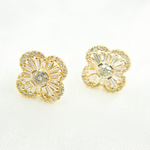 Load image into Gallery viewer, EFI51229. 14k Solid Yellow Gold Diamond Flower Studs