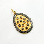 Load image into Gallery viewer, Diamond Silver Drop Pendant with Gemstone