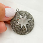 Load image into Gallery viewer, DE017. Sterling Silver Black Rhodium Diamond Round Star Pendant