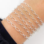 Load image into Gallery viewer, Sterling Silver Textured Oval & Smooth Round Link Chain