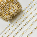 Load image into Gallery viewer, V309TT. Gold Filled and Silver Mixed Link Long and Short Chain - Smooth & Diamond Cut Links