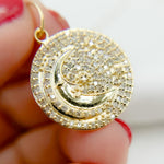 Load image into Gallery viewer, 14k Solid Gold Diamond Moon and Star Circle Charm. GDP654