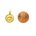 Load image into Gallery viewer, 14K Solid Gold Diamond Circle Charm with Dolphin in the Center. GDP345