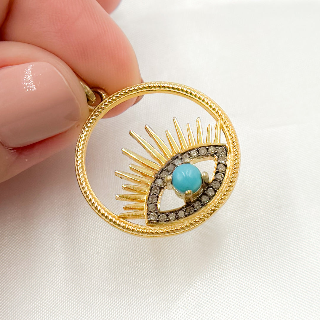 Sterling Silver Eye Pendant with Gemstones