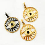 Load image into Gallery viewer, Diamond Sterling Silver Round Fancy Pendant with Gemstones