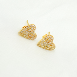 Load image into Gallery viewer, EFG52827. 14k Solid Gold Diamond Heart Studs