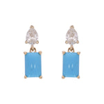 Load image into Gallery viewer, CE95814TQ6X4. 14k Solid Yellow Gold Turquoise & Diamond Dangle Studs