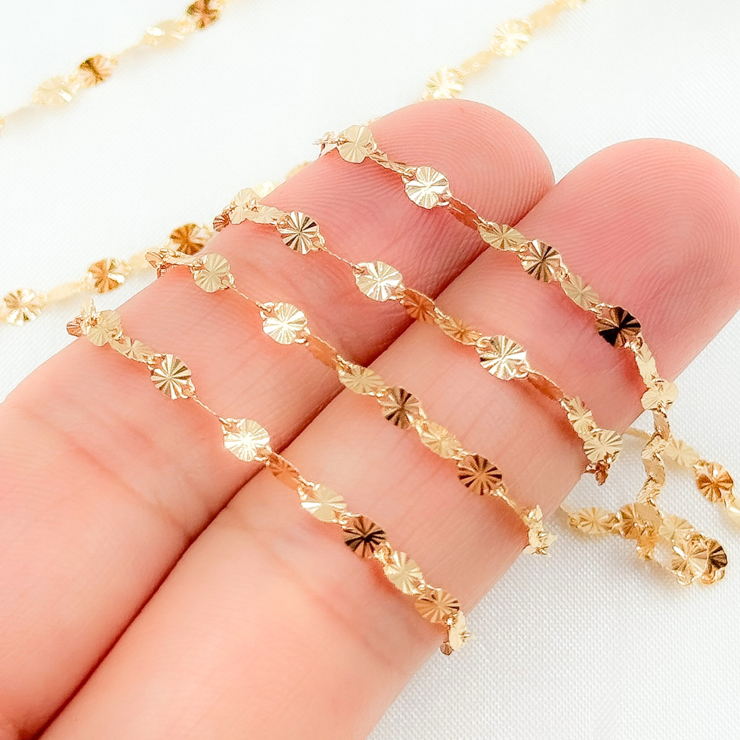 14k Solid Gold Filled Diamond Cut Marina Chain