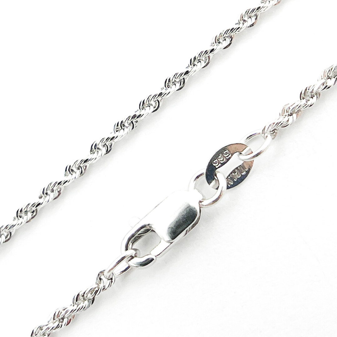 14K Solid White Gold Rope Necklace. 030CRDP0L8LWG