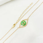Load image into Gallery viewer, CN96322EM. 14K Solid Gold Diamond and Emerald Eye Necklace