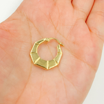 Load image into Gallery viewer, GER135. 14K Gold Hexagon Hollow Hoop Earrings