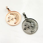 Load image into Gallery viewer, DP582. Diamond Sterling Silver Round Moon and Star Pendant