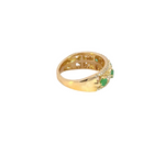 Load image into Gallery viewer, 14K Solid Yellow Gold Diamond and Emerald Band Ring.