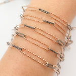 Load image into Gallery viewer, V4RGB. Sterling Silver Diamond Cut Long Rose Gold Plated & Short Black Rhodium Paperclip Chain
