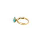 Load image into Gallery viewer, 14k Solid Gold Diamond and Turquoise Chain Ring.