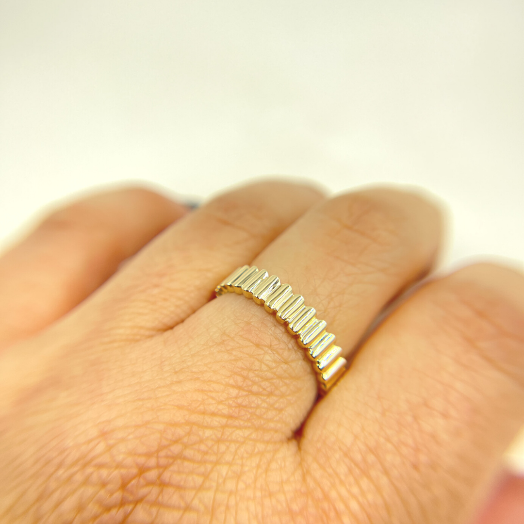 14K Solid Yellow Gold Bars Ring.