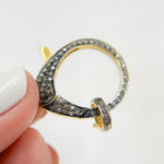 Load image into Gallery viewer, DC688B. Pave Diamond & 925 Sterling Silver Pear Shape Trigger Clasp