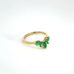 Load image into Gallery viewer, 14k Solid Yellow Gold Emerald Flower Ring.