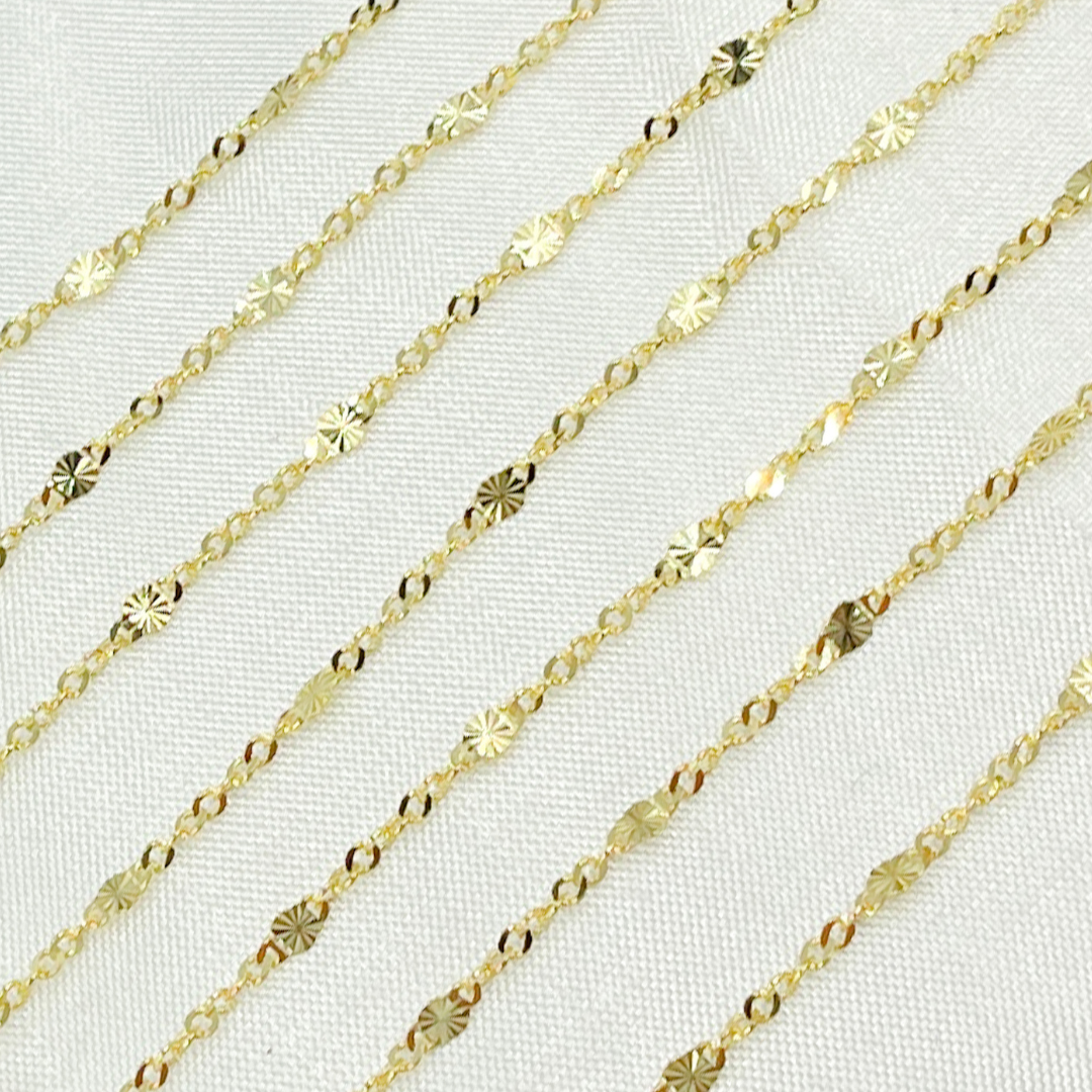 14k Solid Gold Singapore Chain & Diamond Cut Oval Link Chain