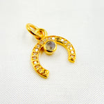 Load image into Gallery viewer, Diamond Sterling Silver Horseshoe Charm with Gemstone