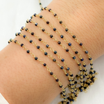 Load image into Gallery viewer, Coated Black Spinel Gemstone Faceted Rondel Wire Wrapped Chains