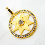 Load image into Gallery viewer, DP581. Diamond Sterling Silver Gold Plated Round Star Pendant