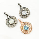 Load image into Gallery viewer, Diamond Sterling Silver Round Pendant with Gemstone