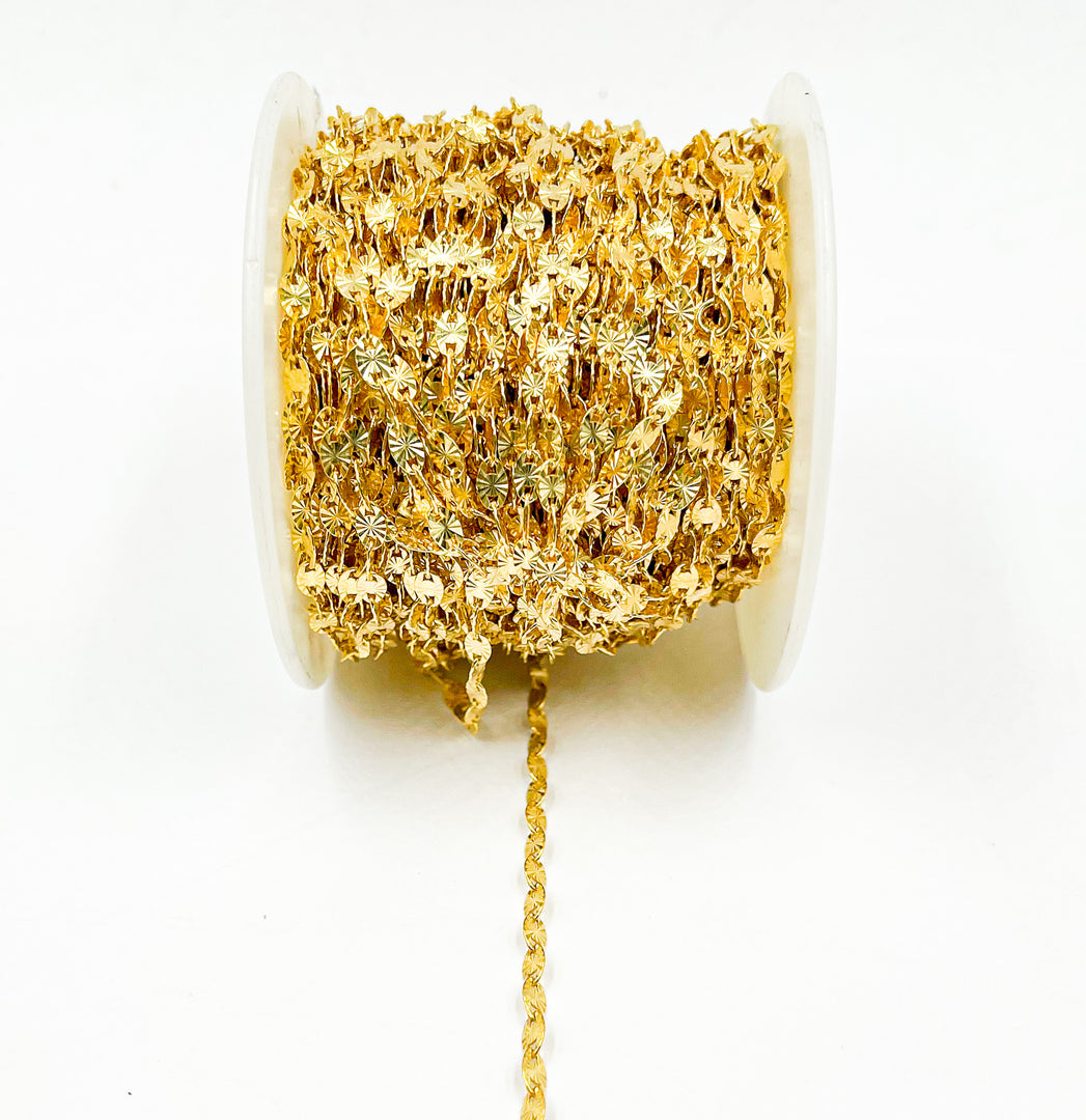 Z55GP. Gold Plated Sterling Silver Marina Diamond Cut Link Chain