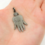 Load image into Gallery viewer, DP329. Diamond & Sterling Silver Moon & Star Hamsa Pendant