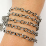 Load image into Gallery viewer, 184OX. Oxidized Sterling Silver Twisted Oval Link Chain