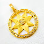 Load image into Gallery viewer, DP581. Diamond Sterling Silver Gold Plated Round Star Pendant
