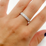 Load image into Gallery viewer, 14k Solid White Gold Half Eternity Diamond Ring.