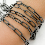 Load image into Gallery viewer, Black Rhodium 925 Sterling Silver Matt Flat Paperclip Chains