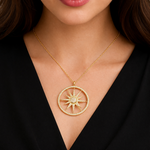 Load image into Gallery viewer, GDP430. 14K Solid Gold Diamond Circle & Star Charm