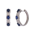 Load image into Gallery viewer, CE97504BS4X3. 14K Solid White Gold Blue Sapphire Oval Hoops