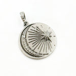 Load image into Gallery viewer, Diamond Sterling Silver Moon & Star Round Pendant