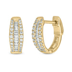 Load image into Gallery viewer, EHH57029. 14K Solid Gold Baguette Diamond Oval Hoop